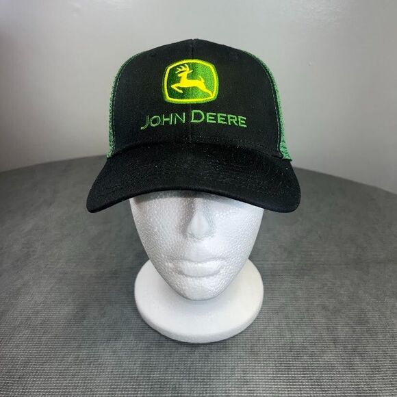 John Deere Tractors Hat Cap Black Green Adult Mesh Snapback Farm Agriculture - Picture 4 of 13